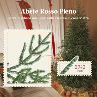 HOMCOM Albero di Natale Artificiale da 210 cm e Ignifugo con 2942 Rami Realistici, Base in Metallo Pieghevole(m-5)