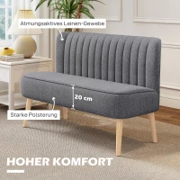 HOMCOM Sofa 2 Sitzer, Polstersofa Leinenoptik, Holzrahmen, Für Wohnzimmer Schlafzimmer, 117 cm, Grau(m-4)