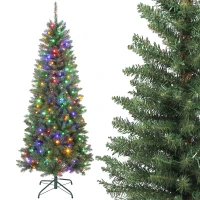 HOMCOM Sapin de Noël artificiel 180 cm, arbre de Noël fin avec 250 lumières, 899 pointes, support en métal pliable, vert(m-11)