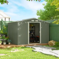 Outsunny Abri de Jardin 4,9 m² cabane de jardin armoire de jardin Porte coulissante ventilations tôle Acier Vert clair(m-10)
