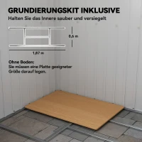 Outsunny Geräteschuppen, mit Lüftungsfenstern, Schiebetüren, verzinkter Stahl, 213 x 130 x 172 cm, Dunkelgrau(m-6)