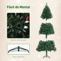 HOMCOM Árbol de Navidad 150 cm con Adornos 150 Luces LED Blanco Cálido 8 Modos de Iluminación 480 Ramas Verde(m-7)