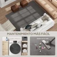HOMCOM Alfombra Salón 160x230 cm Lavable en Lavadora Pelo Largo Estilo Moderno Tapete para Sala de Estar Dormitorio Gris Claro(m-5)