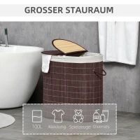 HOMCOM Wäschekorb Wäschesammler, 100L Fassungsvermögen, abnehmbarer Deckel, 38 cm x 38 cm x 57 cm, Braun(m-4)