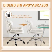 HOMCOM Silla de Oficina Piernas Cruzadas con Asiento Ancho Ruedas Altura Ajustable Doble Acolchado Función Basculante Gris(m-5)
