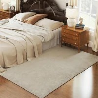 HOMCOM Alfombra Salón 160x230 cm Lavable en Lavadora Pelo Largo Estilo Moderno Tapete para Sala de Estar Dormitorio Crema(m-8)
