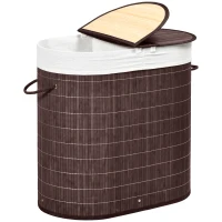 HOMCOM Wäschekorb Wäschesammler, 100L Fassungsvermögen, abnehmbarer Deckel, 38 cm x 38 cm x 57 cm, Braun(m-10)