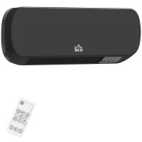 HOMCOM Calefactor Eléctrico de Pared 1000W/2000W Estufa con Pantalla LED y Mando a Distancia 45x18,6x11,5 cm Negro