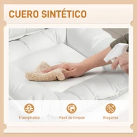 HOMCOM Silla de Oficina Piernas Cruzadas con Asiento Ancho Ruedas Altura Ajustable Doble Acolchado Función Basculante Blanco(m-6)