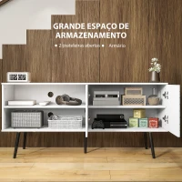 HOMCOM Móvel de TV para Televisores de até 65 Polegadas com 2 Prateleiras Abertas 1 Armário com Portas 145x38x65 cm Branco(m-4)
