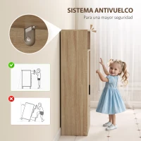 HOMCOM Armario de Baño con 2 Cajones Compartimento Abierto y Estantes Ajustables para Espacio Pequeño 50x25x100 cm Natural(m-6)