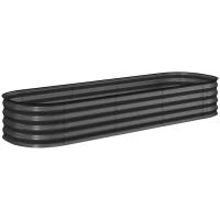 Outsunny Jardinera cuadrada para huerto de jardín en acero galvanizado modular para verduras, plantas, flores, 195 x 62 x 30 cm gris oscuro(m-1)