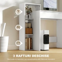 HOMCOM Birou PC Modern cu 3 Rafturi Deschise și Sertar, din Lemn Alb, 100x40x90 cm(m-4)