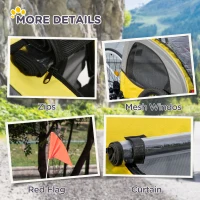 PawHut Remorque de vélo pour chien avec fenêtres en maille réflecteurs et drapeau de sécurité 140 x 71 x 83 cm jaune(m-4)