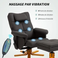 HOMCOM Fauteuil massant avec repose-pied, dossier inclinable jusqu'à 135°, coffre de rangement, télécommande(m-4)