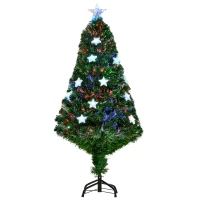 HOMCOM Albero di Natale artificiale 120cm in fibra ottica con 16 LED e 3 colori a forma di stella foltissimo, rimovibile e pieghevole | Aosom Italy(m-1)