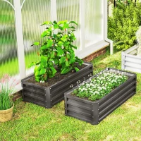 Outsunny Lot de 2 grandes jardinières extérieures en acier galvanisé Potagers urbains pour terrasse jardin 110x50x30 cm gris(m-5)