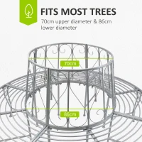 Outsunny Outdoor Round Tree Bench, Garden Metal Frame Garden Seat, Diameter 160cm Height 90cm, Silver(m-4)