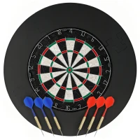SPORTNOW Dartbord Dartboard-set met beschermring, 6 darts met stalen punten, sisal, Kunststoff, Zwart(m-1)