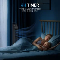 HOMCOM Wentylator stojący, wieżowy, klimatyzacja, 3 tryby, obrotowy, timer, Czarny(m-7)