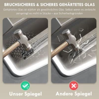 HOMCOM LED-badkamerspiegel met Bluetooth 70 x 90 cm, aanraakschakelaar, verstelbaar licht, 3 kleuren, anti-condens, geheugen, zilver(m-8)