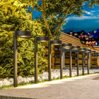 Outsunny Lot de 8 spot solaire extérieur, lampe solaire extérieure marche/arrêt automatique, lumière solaire 12 x 10 x 46 cm noir(m-10)