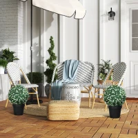 HOMCOM Set of Two Artificial Boxwood Balls Plants - White(m-9)