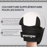 SPORTNOW Pattes d'ours boxe avec couvre-doigts pour Muay Thai Kickboxing Arts Martiaux MMA 24 x 19 x 4 cm blanc(m-4)