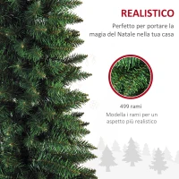 HOMCOM Albero di Natale Slim Artificiale 210 cm con Rami Realistici, Albero di Natale Alto e Stretto con Base Pieghevole, Verde(m-6)