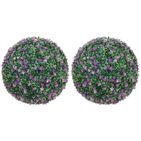 HOMCOM Set of Two Artificial Boxwood Balls Plants - Purple(m-1)