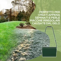 Outsunny Rullo per Prato da 63L di Capacità con Lama Raschiante, in Metallo, 123x58x40 cm, Verde Scuro(m-5)