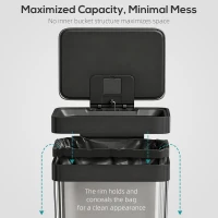 HOMCOM 60 L kosz na śmieci z pedałem, stalowy pojemnik z pokrywą z miękkim domykaniem, kolor srebrny(m-8)