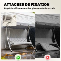 Outsunny Coussin matelas assise dossier pour banc de jardin balancelle canapé 3 places grand confort 150 x 98 x 8 cm gris clair(m-6)