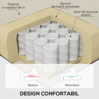 Homcom Scaun Decorativ Tapitat – Alb Crem, Cu Spatar inalt & Cotiere Moi(m-5)