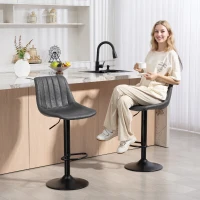 HOMCOM Set of 2 Leathaire Tub Bar Stools -  Charcoal Grey(m-7)
