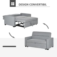 Homcom Canapea Extensibila 2 locuri cu 3 pozitii spatar 154x87x89 cm – Textil(m-4)