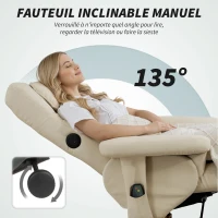 HOMCOM Fauteuil massant avec repose-pied, dossier inclinable jusqu'à 135°, coffre de rangement, télécommande(m-5)