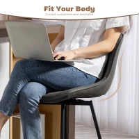 HOMCOM Set of 2 PU Leather Swivel Bar Stools - Grey(m-6)