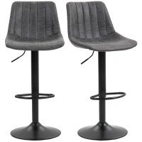 HOMCOM Set of 2 Leathaire Tub Bar Stools -  Charcoal Grey(m-10)