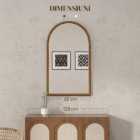 Homcom Oglinda Perete Arcuita – 110×65 cm, Finisaj Maro inchis(m-6)