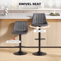 HOMCOM Set of 2 Leathaire Tub Bar Stools -  Charcoal Grey(m-4)