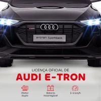 HOMCOM Carro Elétrico Audi E-Tron 12V com Faróis Buzina Música MP3 TF USB e Abertura da Porta 3-8km/h 108x60x47 cm Preto(m-4)