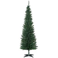 HOMCOM 6ft Unlit Artificial Christmas Tree, Pencil Slim Xmas Tree with Solid Stand and Realistic Branches, Green(m-1)