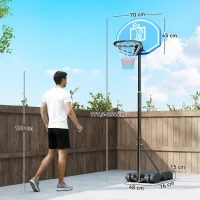 HOMCOM Tabela de Basquetebol com Altura Ajustável 160-210cm Rodas e Base Recarregável 76x70x197,5-254cm Preto e Azul(m-3)