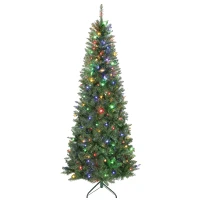 HOMCOM Albero di Natale 210 cm Illuminato con 350 Luci Bianche e Colorate, 9 Modalità di Illuminazione(m-11)