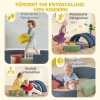 AIYAPLAY 7-teiliges Weichbauklötze-Set für Kleinkinder, Schaumstoff, waschbarer Cordbezug, verschiedene Formen, Bunt(m-7)