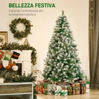 HOMCOM Albero di Natale Artificiale Innevato 180cm con 800 Rami e Pigne, Apertura Automatica e Base Pieghevole, Verde(m-4)