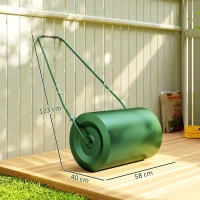 Outsunny Rullo per Prato da 63L di Capacità con Lama Raschiante, in Metallo, 123x58x40 cm, Verde Scuro(m-3)