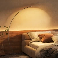 HOMCOM Lampada da Terra ad Arco Alta 172 cm a LED con Telecomando e Regolazione della Luminosità, Argento(m-9)