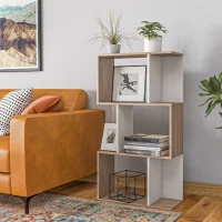 Homcom Biblioteca de Perete – 3 Rafturi, Lemn Natural(m-7)